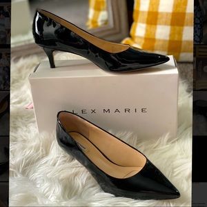 Alex Marie Black pointed toe short heels pumps